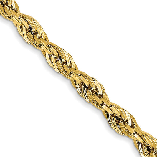 14K Yellow Gold 3.0mm Semi-Solid Rope Chain