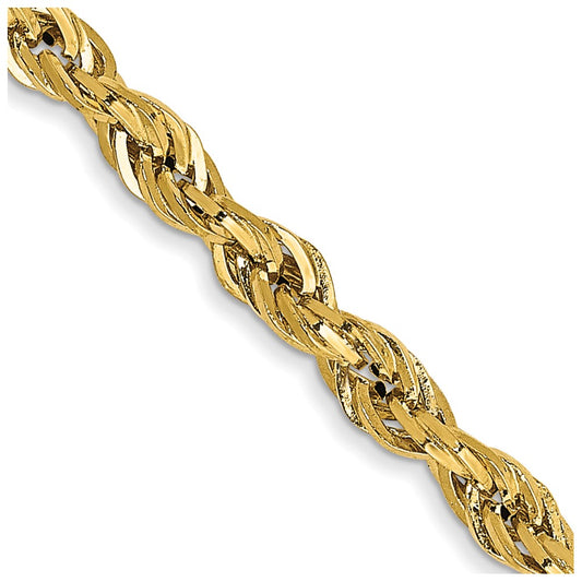 14K Yellow Gold 2.8mm Semi-Solid Rope Chain