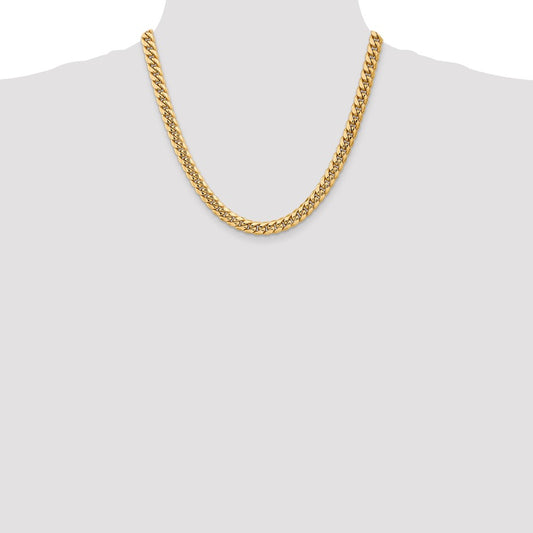 14K Yellow Gold 7.3mm Semi-Solid Miami Cuban Chain