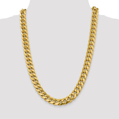 Halbmassive kubanische Miami-Kette aus 14 Karat Gelbgold, 13,2 mm