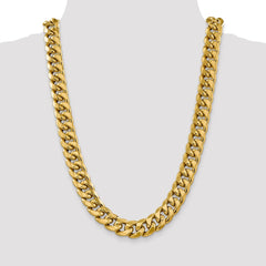 Halbmassive kubanische Miami-Kette aus 14 Karat Gelbgold, 15 mm