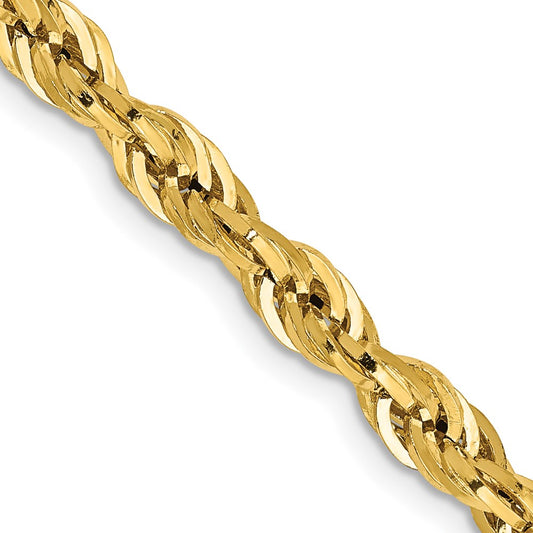 14K Yellow Gold 4.25mm Semi-Solid Rope Chain