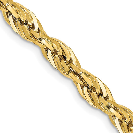 14K Yellow Gold 4.75mm Semi-Solid Rope Chain