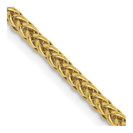 14K Yellow Gold 2.35mm Semi-solid 3-Wire Wheat Chain
