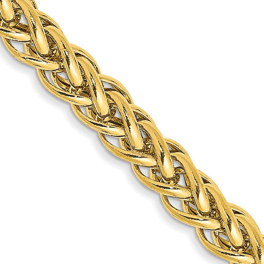 14K Yellow Gold 4.3mm Semi-solid 3-Wire Wheat Chain