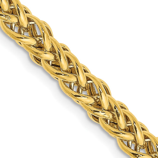 14K Yellow Gold 4.65mm Semi-solid 3-Wire Wheat Chain