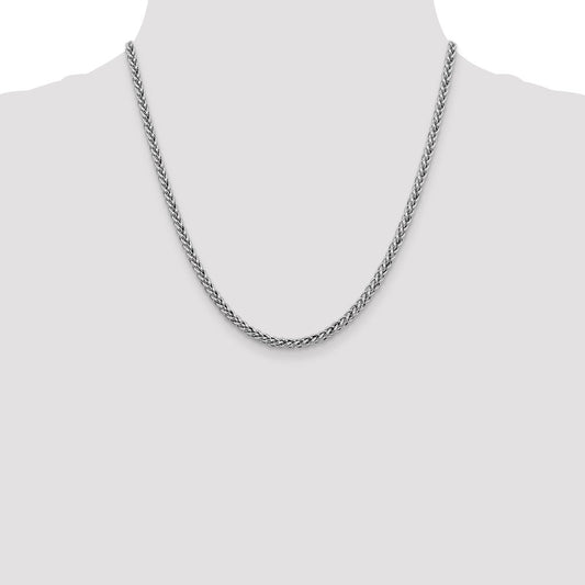 14K White Gold 4.3mm Semi-solid 3-Wire Wheat Chain