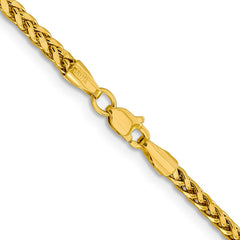 14K Yellow Gold 2.5mm Semi-solid Diamond-cut Wheat Chain
