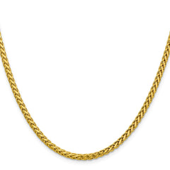 14K Yellow Gold 3.1mm Semi-solid Diamond-cut Wheat Chain