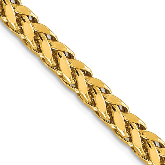 14K Yellow Gold 5mm Semi-solid Diamond-cut Wheat Chain