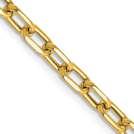 14K Yellow Gold 3.7mm Semi-solid Diamond-cut Open Link Cable Chain