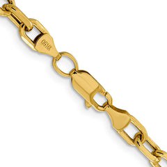 14K Yellow Gold 4.9mm Semi-solid Diamond-cut Open Link Cable Chain