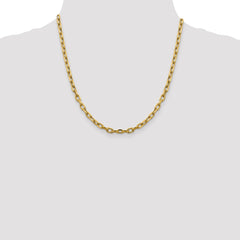 14K Yellow Gold 4.9mm Semi-solid Diamond-cut Open Link Cable Chain