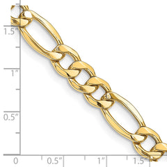 14K Yellow Gold 8.5mm Semi-Solid Figaro Chain