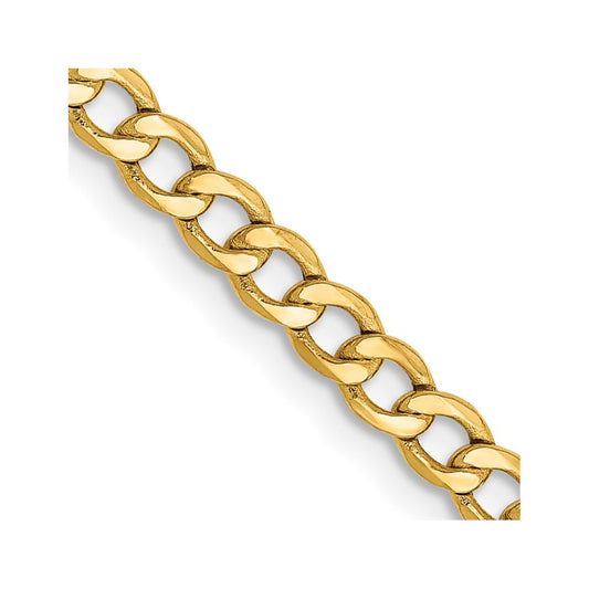 14K Yellow Gold 2.85mm Semi-Solid Curb Chain
