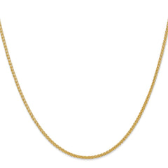 14K Yellow Gold 2mm Semi-Solid Wheat Chain