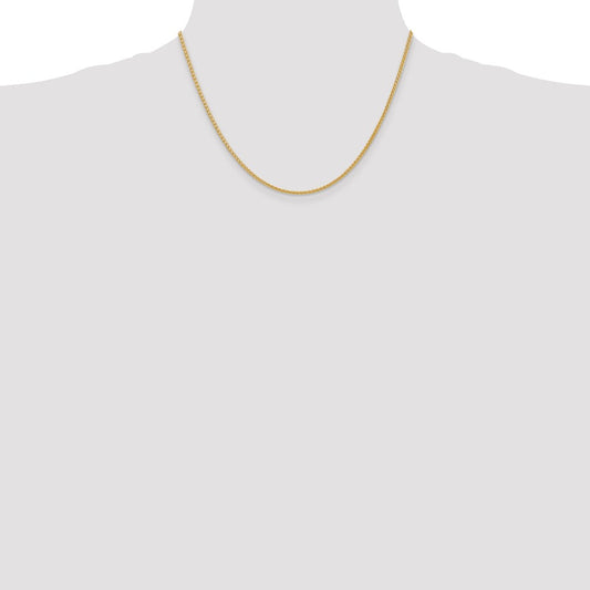 14K Yellow Gold 2mm Semi-Solid Wheat Chain