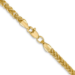 14K Yellow Gold 2.6mm Semi-solid 3-Wire Wheat Chain