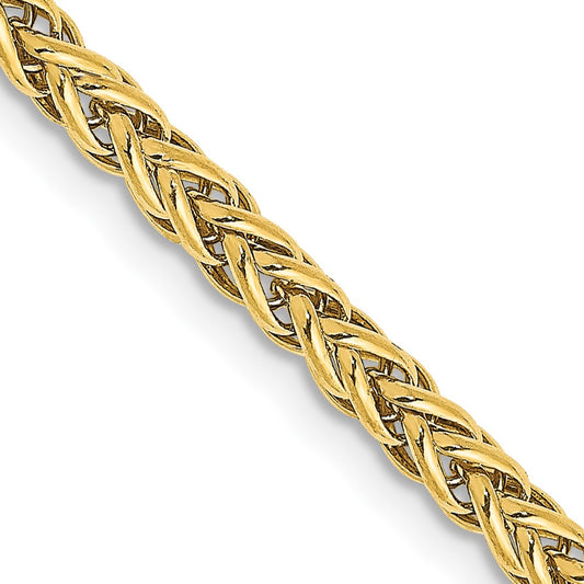 14K Yellow Gold 2.6mm Semi-solid 3-Wire Wheat Chain