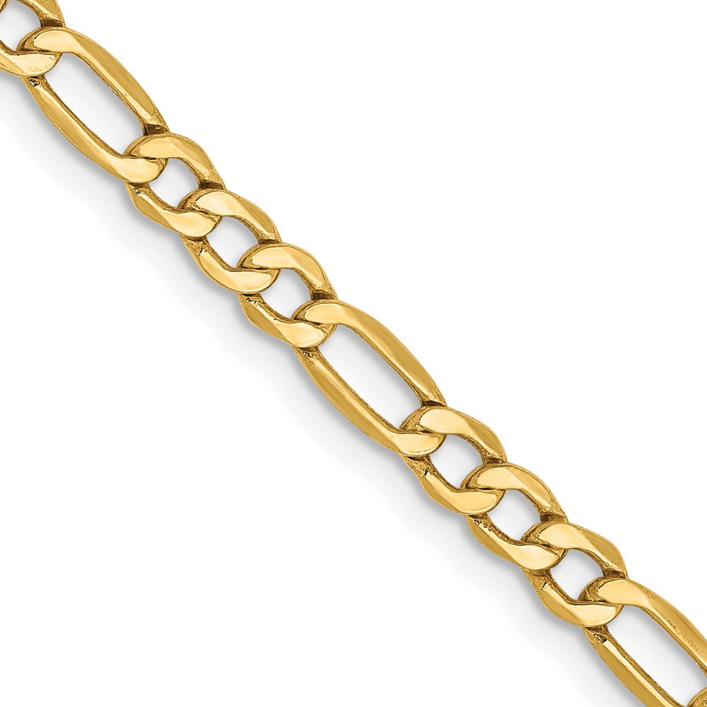 14K Yellow Gold 3.5mm Semi-Solid Figaro Chain