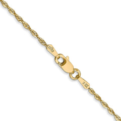 Cadena de cuerda extraligera con talla de diamante de 1,5 mm de oro amarillo de 14 quilates