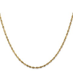Cadena de cuerda extraligera con talla de diamante de 1,8 mm de oro amarillo de 14 quilates