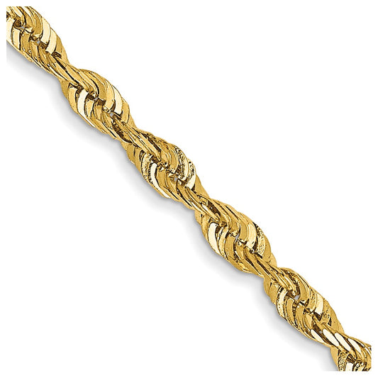 14K Yellow Gold 2.25mm Extra-Light Diamond-cut Rope Chain