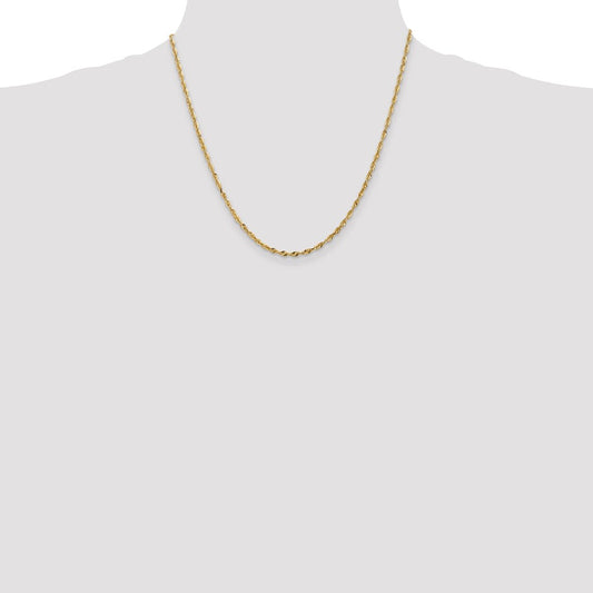 14K Yellow Gold 2.5mm Extra-Light Diamond-cut Rope Chain