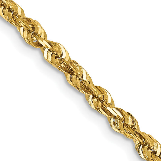 14K Yellow Gold 2.75mm Extra-Light Diamond-cut Rope Chain