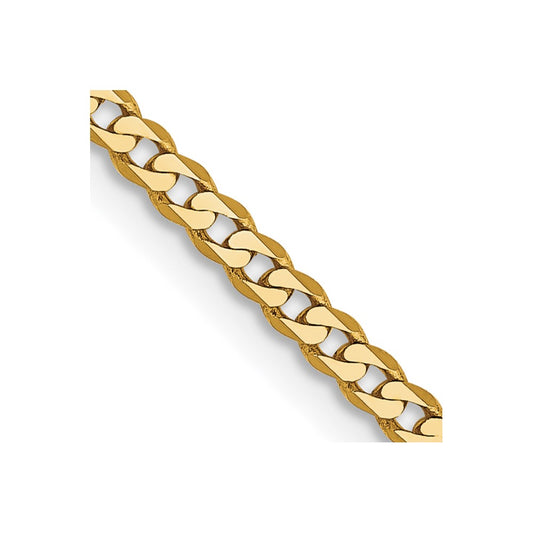 14K Yellow Gold 2.2mm Flat Beveled Curb Chain