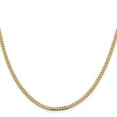 14K Yellow Gold 2.3mm Flat Beveled Curb Chain