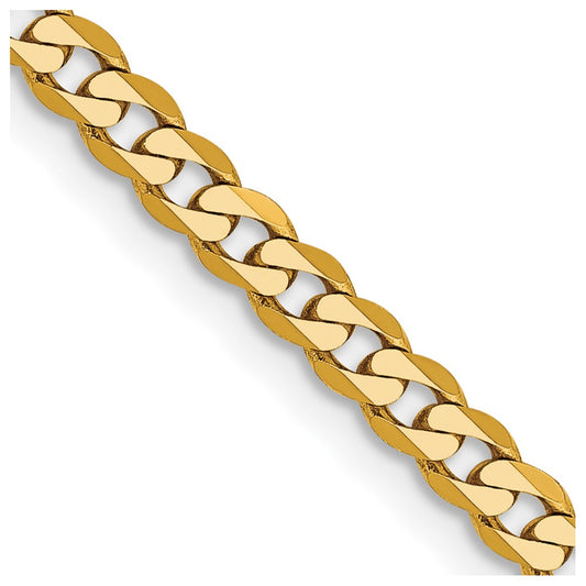 14K Yellow Gold 2.9mm Flat Beveled Curb Chain