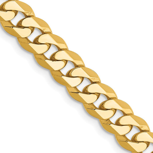 14K Yellow Gold 6.25mm Flat Beveled Curb Chain