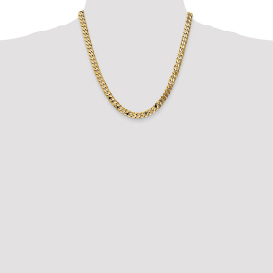14K Yellow Gold 7.25mm Flat Beveled Curb Chain
