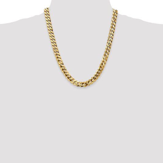 14K Yellow Gold 9.5mm Flat Beveled Curb Chain