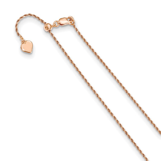 Rose Gold-plated Adjustable 1.2mm Diamond-cut Rope Chain