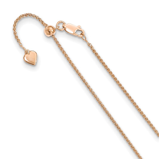 Rose Gold-plated Silver Adjustable 1.1mm Diamond-cut Spiga Chain