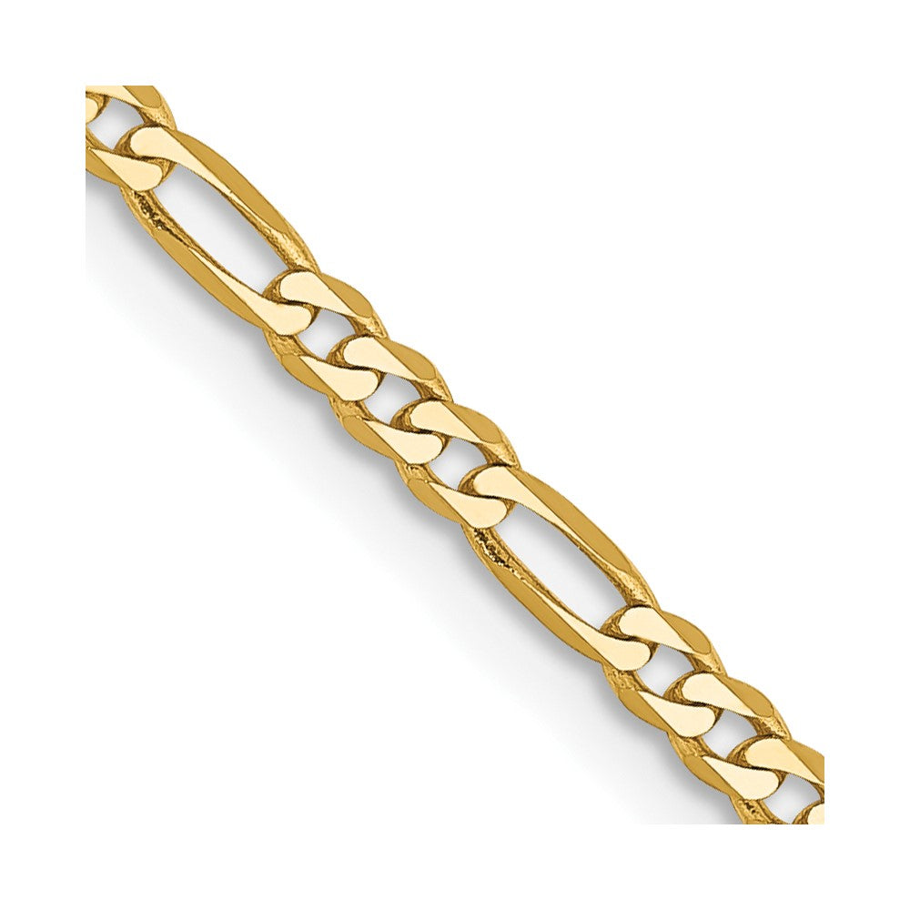 14K Yellow Gold 2.25mm Flat Figaro Chain