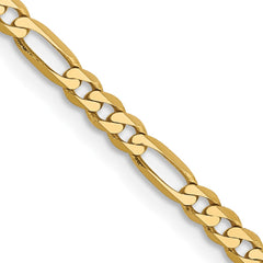 14K Yellow Gold 2.75mm Flat Figaro Chain