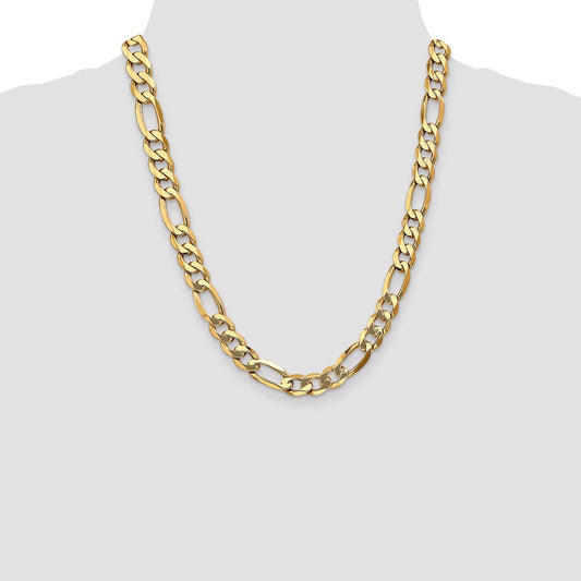 14K Yellow Gold 10mm Flat Figaro Chain