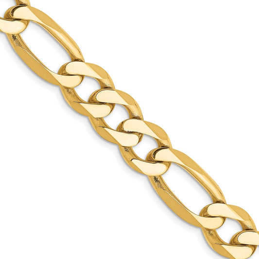 14K Yellow Gold 10mm Flat Figaro Chain