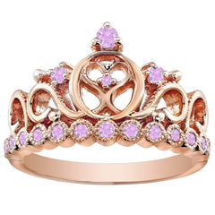 Platinum Princess Heart Crown Ring