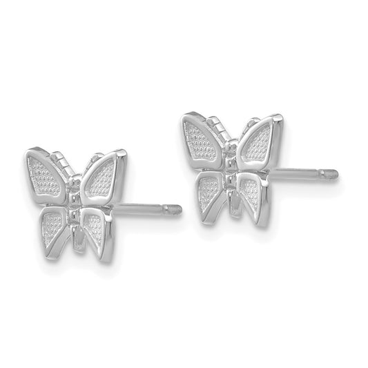 14K White Gold Butterfly Post Earrings