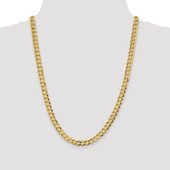 14K Yellow Gold 7.2mm Lightweight Flat Cuban Chain