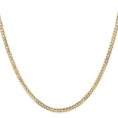 14K Yellow Gold 3mm Open Concave Curb Chain