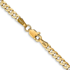 14K Yellow Gold 3mm Open Concave Curb Chain