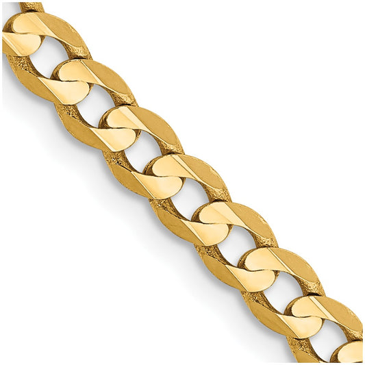 14K Yellow Gold 3.8mm Open Concave Curb Chain