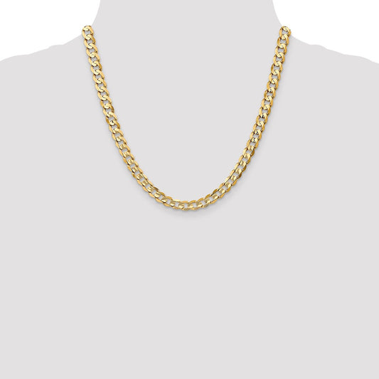14K Yellow Gold 6.75mm Open Concave Curb Chain