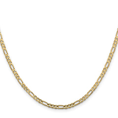 14K Yellow Gold 3mm Concave Open Figaro Chain