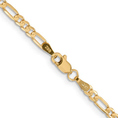 14K Yellow Gold 3mm Concave Open Figaro Chain